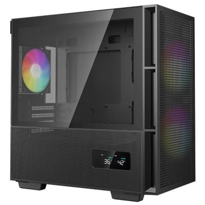 DEEPCOOL skříň CH360 Digital / mATX / 140mm +120 mm fan / USB 3.0 / USB-C /  mesh panel / prosklená bočnice / černá