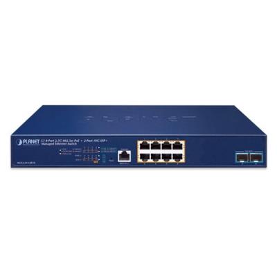 Planet MGS-6311-8P2X L3 switch, 8x2.5Gb, 2x10Gb SFP+, 8x PoE 802.3at 150W, 0~50°C , QoS
