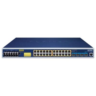 Planet IGS-6325-24UP4X průmyslový L3 switch, 24x1Gb, 4x10Gb SFP+, 24x PoE 802.3bt 720W, -40~75°C, dual 48-54VDC, IP30