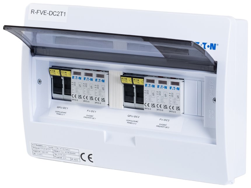 Solarmi DC23 osazený rozvaděč pro fotovoltaiku, 2x svodič, 2x odpojovač, pojistky, 1000V
