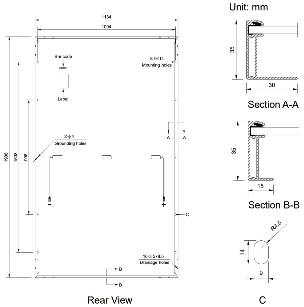 Solarmi solární panel Amerisolar Mono 480 Wp černý 120 článků, N-Type TOPCon