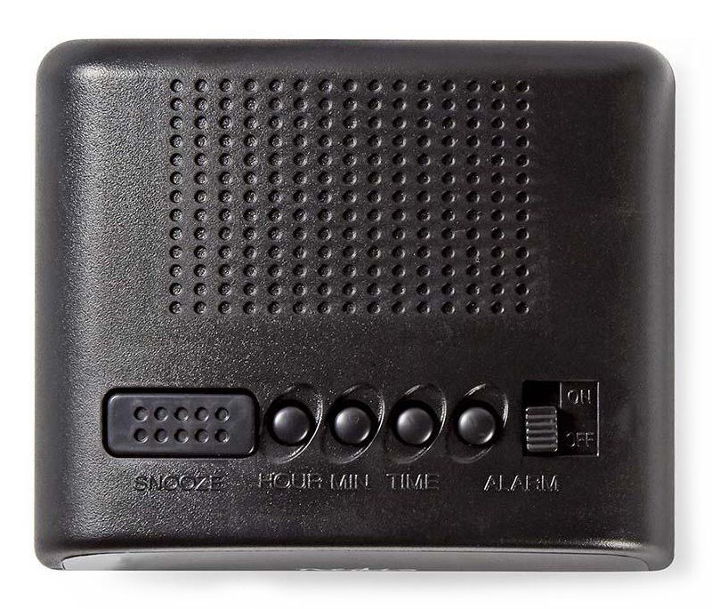 NEDIS digitální stolní budík/ LED displej/ funkce odloženého buzení/ jeden alarm/ černý