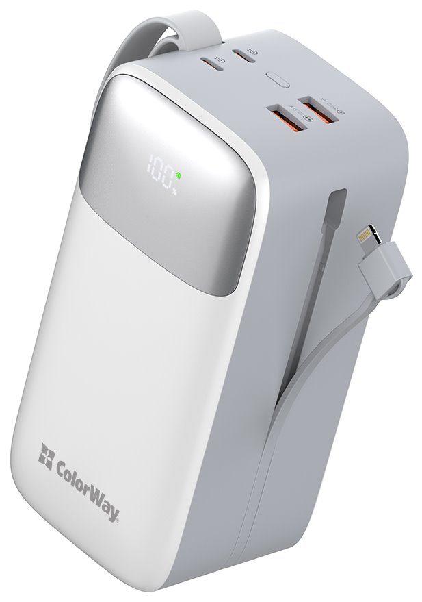 COLORWAY powerbanka/ 50 000mAh/ 1x USB QC3.0/ USB-C/ Lightning/ 22,5W/ Bílá