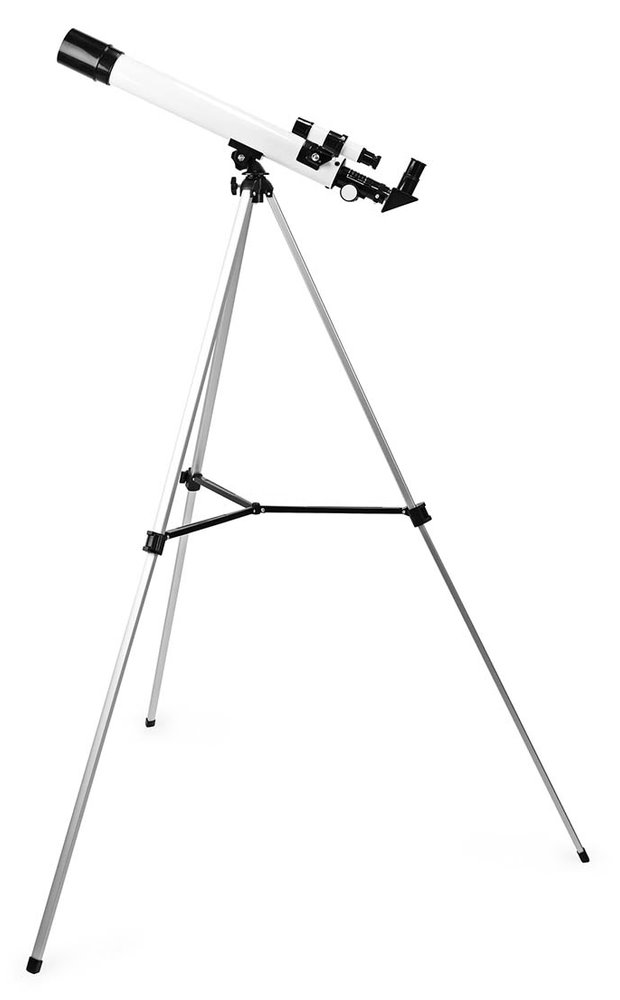 NEDIS teleskop SCTE5060WT/ clona 50 mm/ ohnisková vzdálenost 600 mm/ hledáček 5 x 24/ výška 125 cm/ Tripod/ bílo-černý