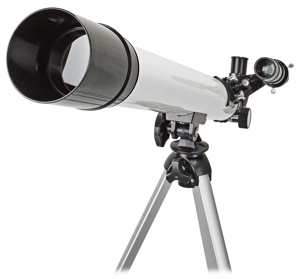 NEDIS teleskop SCTE5060WT/ clona 50 mm/ ohnisková vzdálenost 600 mm/ hledáček 5 x 24/ výška 125 cm/ Tripod/ bílo-černý