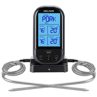 HELMER bezdrátový kuchyňský teploměr se dvěma sondami TM 24/ LCD displej/ 0 až 250 °C/ černý