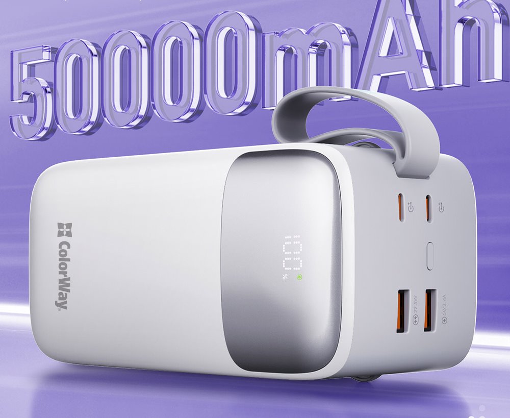 COLORWAY powerbanka/ 50 000mAh/ 1x USB QC3.0/ USB-C/ Lightning/ 22,5W/ Bílá