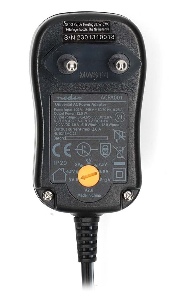NEDIS univerzální napájecí AC adaptér/ 12W/ 3 - 12 V DC/ 100 - 240 V AC/ 6 konektorů/ 1,8 m/ černý