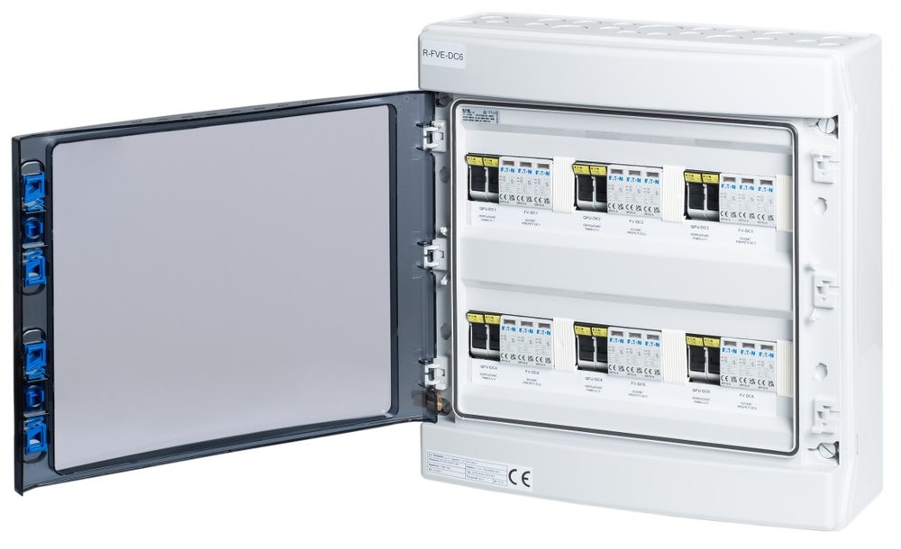 Solarmi DC6 osazený rozvaděč pro fotovoltaiku, 6x svodič, 6x odpojovač, pojistky