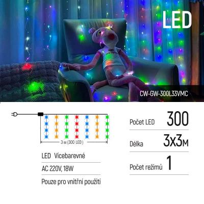 COLORWAY LED girlanda/ vnitřní / 300 LED / délka 3 x 3m / více barevná/ AC 220V