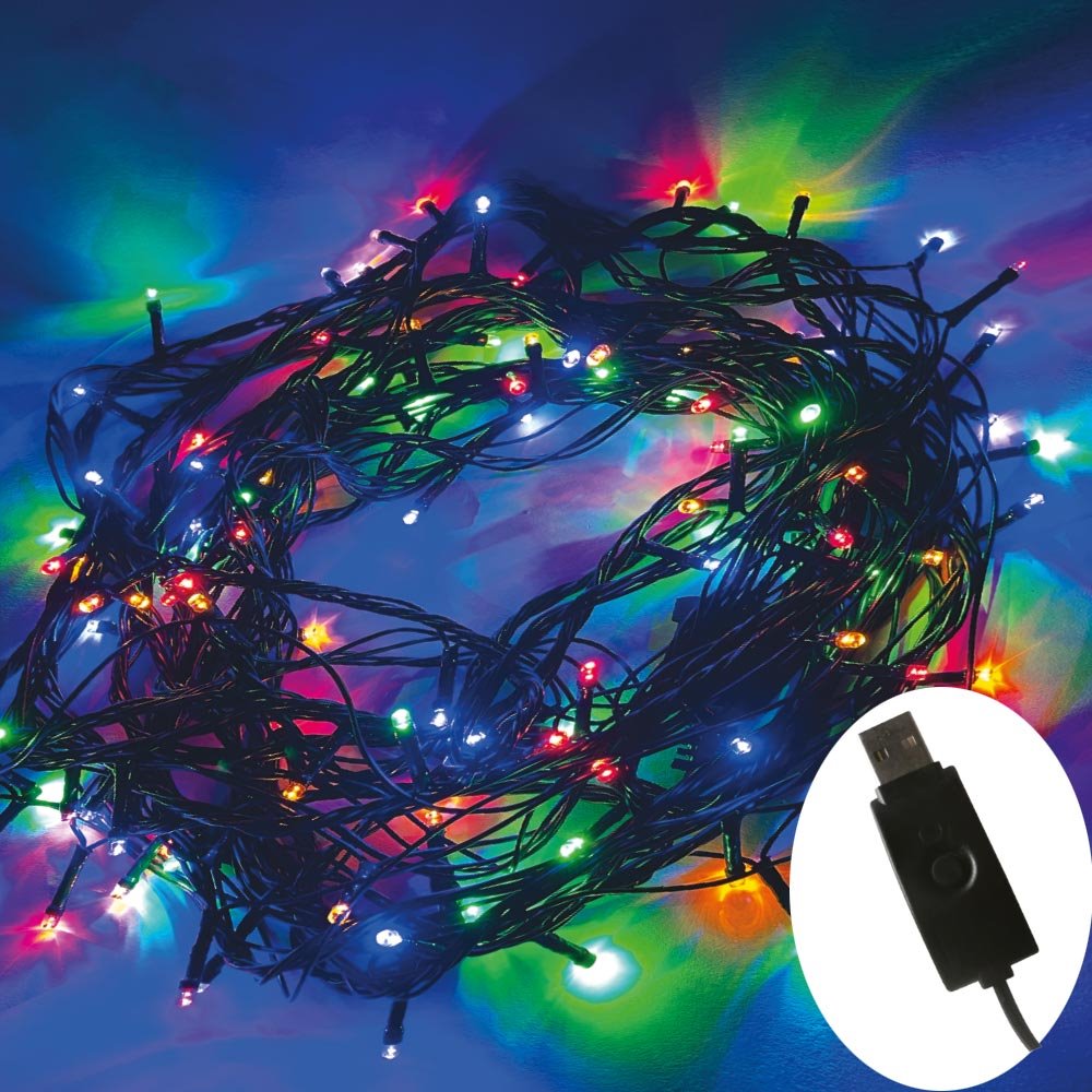 COLORWAY LED řetěz/ vnitřní / 100 LED / délka 10m / více barevný/ 8 funkcí/ napájení USB
