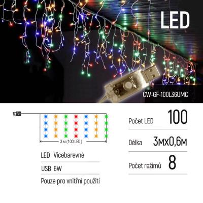COLORWAY LED girlanda/ IP20 / 100 LED / délka 3m x 0,6m / více barevný/ napájení USB