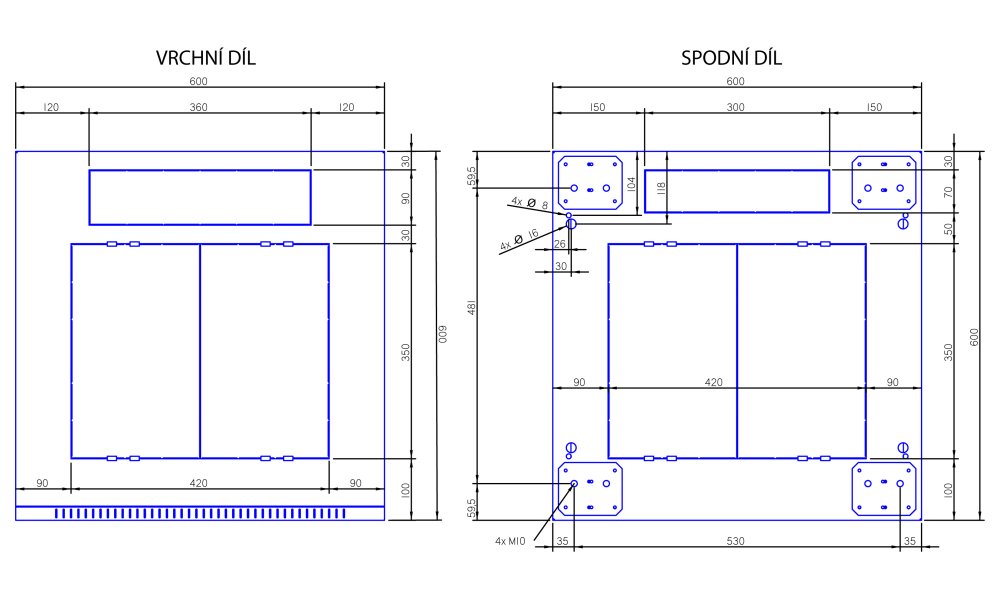 Triton 19' rozvaděč stojanový 32U/600x600 plechové dveře, šedá