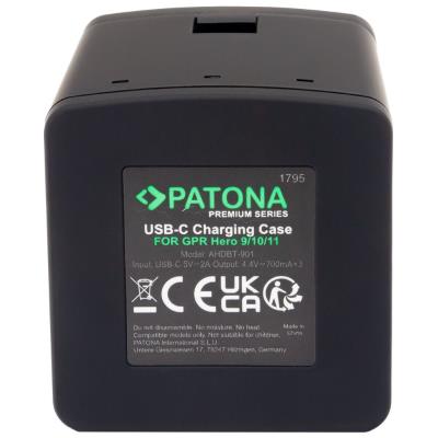 PATONA nabíječka otevírací pro digitální kameru Triple GoPro Hero 9/Hero 10/Hero 11/Hero 12/ AHDBT901/ USB-C
