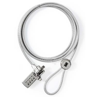 NEDIS univerzální zámek notebooku/ číselný/ kov/ stříbrný/ 1,8m