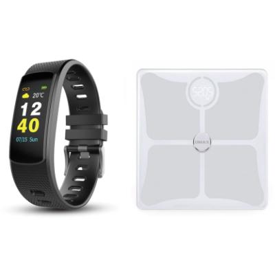 UMAX chytrá váha Stay Active! Smart Scale US10C + chytrý náramek U-Band 116 HeartRate Color