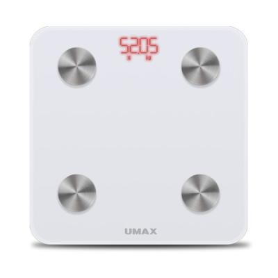 UMAX chytrá váha Smart Scale US20M/ 0,2 – 150 kg/ Bluetooth 4.0/ 6 tělesných parametrů/ čeština/ bílá