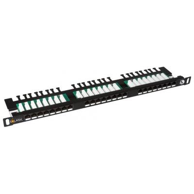 Solarix 19" Patch panel 24xRJ45 CAT5E UTP s vyvaz.lištou černý 0,5U, SX24HD-5E-UTP-BK