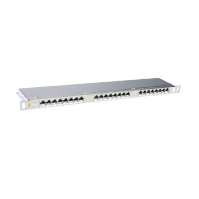 Solarix 19" Patch panel 24xRJ45 CAT6 STP s vyvaz.lištou nerez 0,5U, SX24HD-6-STP-SL