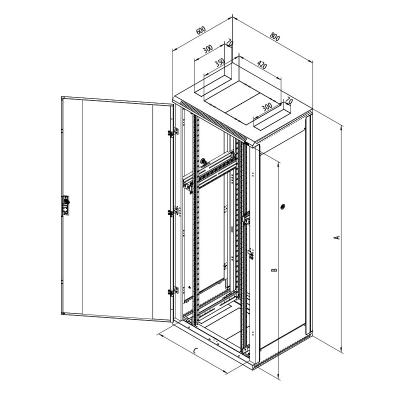 Triton 19" rozvaděč stojanový 42U/600x800 dv. síto 80%-6mm RAL7035