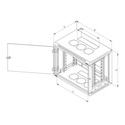 Triton 19" rozvaděč jednodílný 12U/500mm odním. boční kryty, perf. plech. dveře