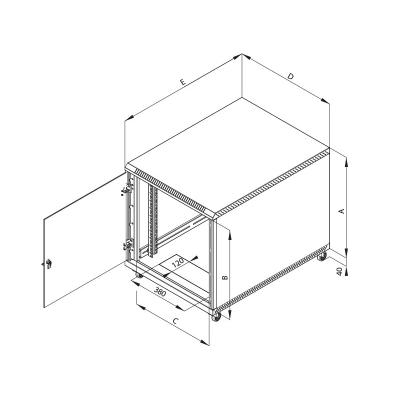 Triton 19" kontejnerový rozvaděč 12U, 1000hl, barva černá, perf.plech dveře