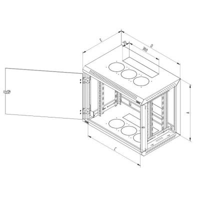 Triton 19' rozvaděč jednodílný 18U/600mm odnímatelné boční kryty RAL7035, šedý
