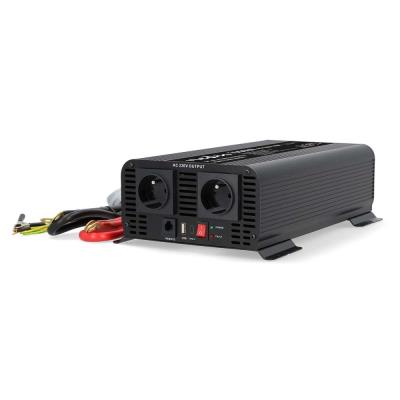 NEDIS měnič napětí/ čistá sinusoida/ 12 V DC/230 V AC 50 Hz/ 1000 W (2000 W špička)/ USB-A / USB-C/ 2x zásuvka typu E