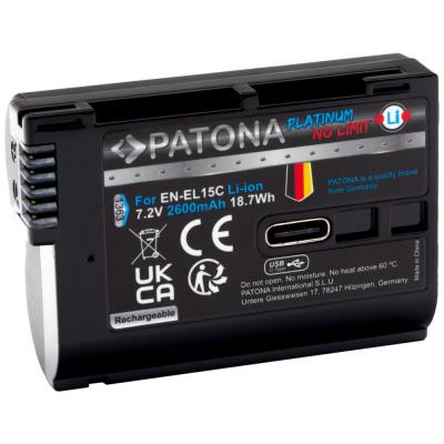 PATONA baterie pro foto Nikon EN-EL15C 2600mAh Li-Ion Platinum USB-C nabíjení