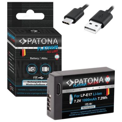PATONA baterie pro foto Canon LP-E17 1000mAh Li-Ion Platinum USB-C nabíjení