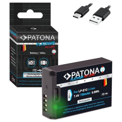 PATONA baterie pro foto Canon LP-E12 750mAh Li-Ion Platinum USB-C nabíjení