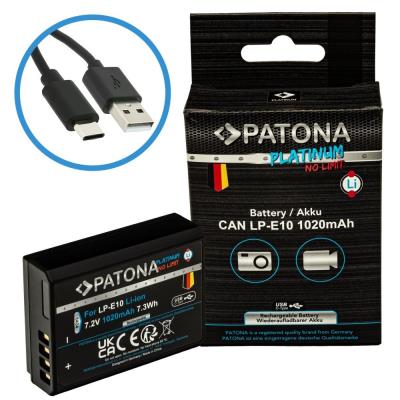 PATONA baterie pro foto Canon LP-E10 1020mAh Li-Ion Platinum USB-C nabíjení