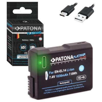 PATONA baterie pro foto Nikon EN-EL14/EN-EL14A 1030mAh Li-Ion Platinum USB-C nabíjení