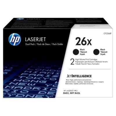 HP 26X Dvojbalení černých originálních tonerových kazet LaserJet s vysokou výtěžností