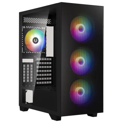 BitFenix skříň Flow FRGB/ ATX / 4x120mm FRGB fan / 2xUSB 3.0  / tvrzené sklo / černá