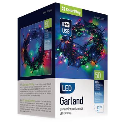 COLORWAY LED řetěz/ vnitřní / 50 LED / délka 5m / více barevný/ 8 funkcí/ napájení USB