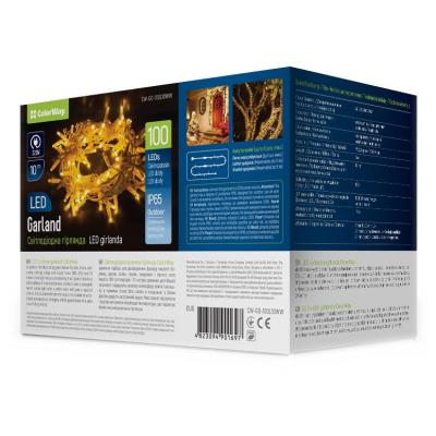 COLORWAY LED řetěz/ IP65 / 100 LED / délka 10m / teplá bílá/ napájení AC, 220V, 6W