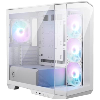 MSI skříň MAG PANO M100R PZ White/ bez zdroje/ levé a přední sklo/ 4x 120 mm A-RGB fan/ 1x USB-C/ 1x USB3.2/ bílá
