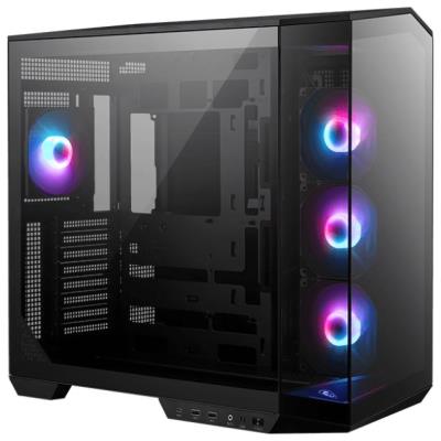 MSI skříň MAG PANO 100R PZ Black/ bez zdroje/ levé a přední sklo/ 4x 120 mm A-RGB fan/ 1x USB-C/ 1x USB3.2/ černá