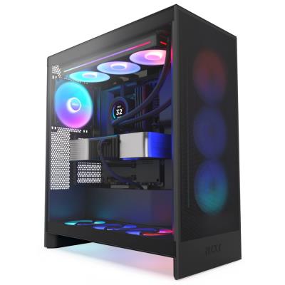 NZXT skříň H7 Flow RGB edition / ATX / 1x360mm RGB core fan/ USB-C / 2x USB / proskl. bočnice / mesh panel / RGB / černá