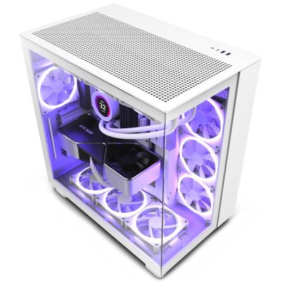 NZXT skříň H9 Flow dvoukomorová ATX / 4x120mm fan / až 10xfan / perforovaný top / proskl. bočnice, front / bílá