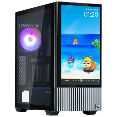 Zalman skříň Z10 DS / Middle Tower / 3x120mm fan / 2x USB 3.0 / USB-C / odnímatelný 15.6 displej / tvrzené sklo / černá