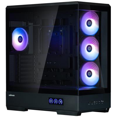Zalman skříň P50 DS / Middle Tower / 4x120mm ARGB fan / 2x USB 3.0 / USB-C / panoramatická / černá