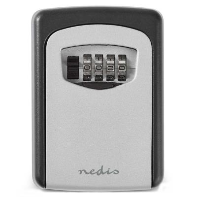 NEDIS trezor na klíče/ kombinace Dial Lock/ 2 klíče/ vnitřní a venkovní/ hliník/ černo-šedý