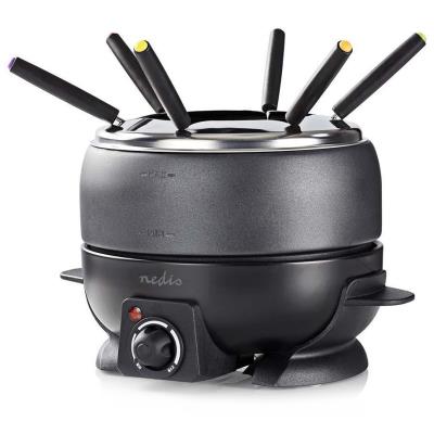 NEDIS sada na fondue/ pro 6 osob/ objem 2,3 l/ spotřeba 800 W/ chladná rukojeť/ protiskluzové dno/ ochrana proti přehřát