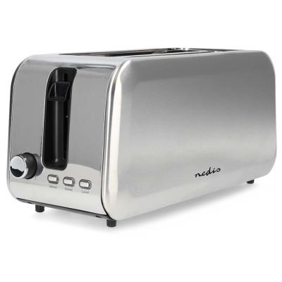 NEDIS topinkovač/ 2 otvory/ 7 úrovní nastavení/ funkce rozmrazování/ hliník/ 1450 W/ stříbrný