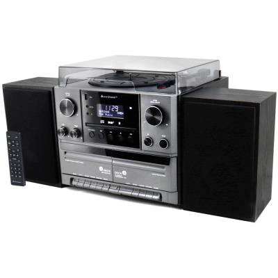 Soundmaster Elite line MCD5600SW/ Gramofon/ CD/ 2x kazeta/ BT/ DAB+/ MP3/ 2x5W/ Stříbrno-černá