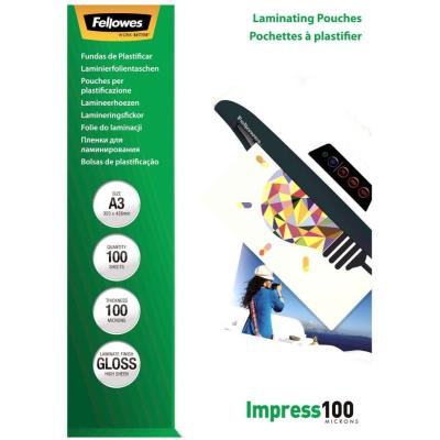 FELLOWES laminovací fólie/ formát A3/ 100 mic/ velikost 303x426 mm/ lesklé/ 100 pack