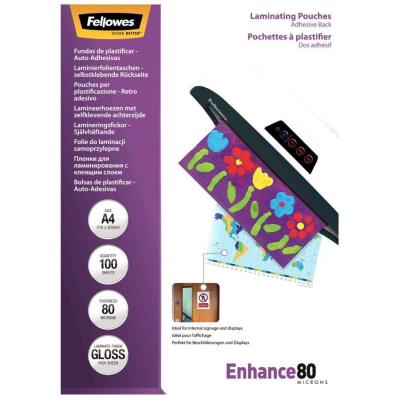 FELLOWES laminovací fólie/ formát A4/ 80 mic samolepící/ velikost 216x303 mm/ lesklé/ 100 pack