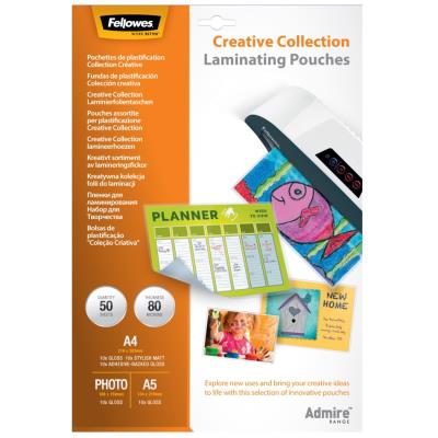 FELLOWES laminovací fólie/ 80 mic/ kreativní set/ 50 pack